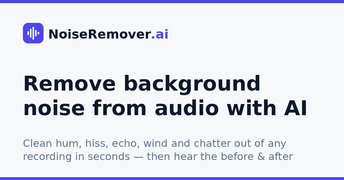 Show HN: NoiseRemover.ai – Remove background noise from audio
